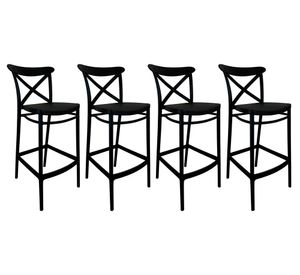 Pack 4 taburetes bar polipropileno Crossback negro