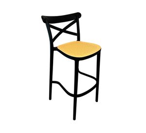 Pack 4 taburetes bar polipropileno Crossback negro/beige
