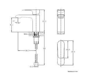 Monomando lavamanos Urban gun grey