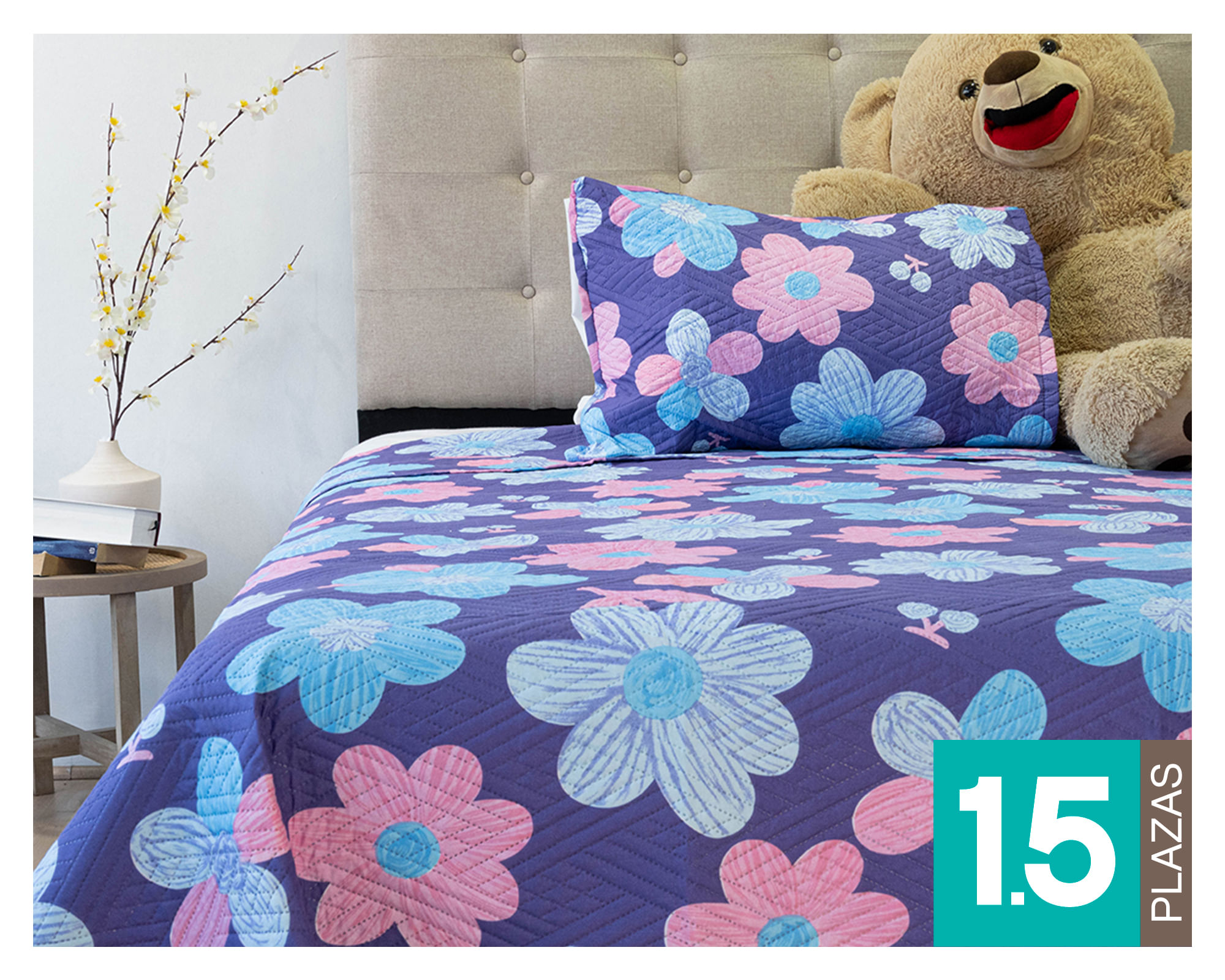 Doral Quilt Origins flores 1.5 Plazas