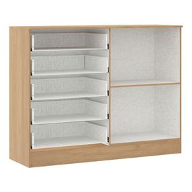 Cómoda roble 2 puertas 5 cajones