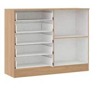 Cómoda roble 2 puertas 5 cajones