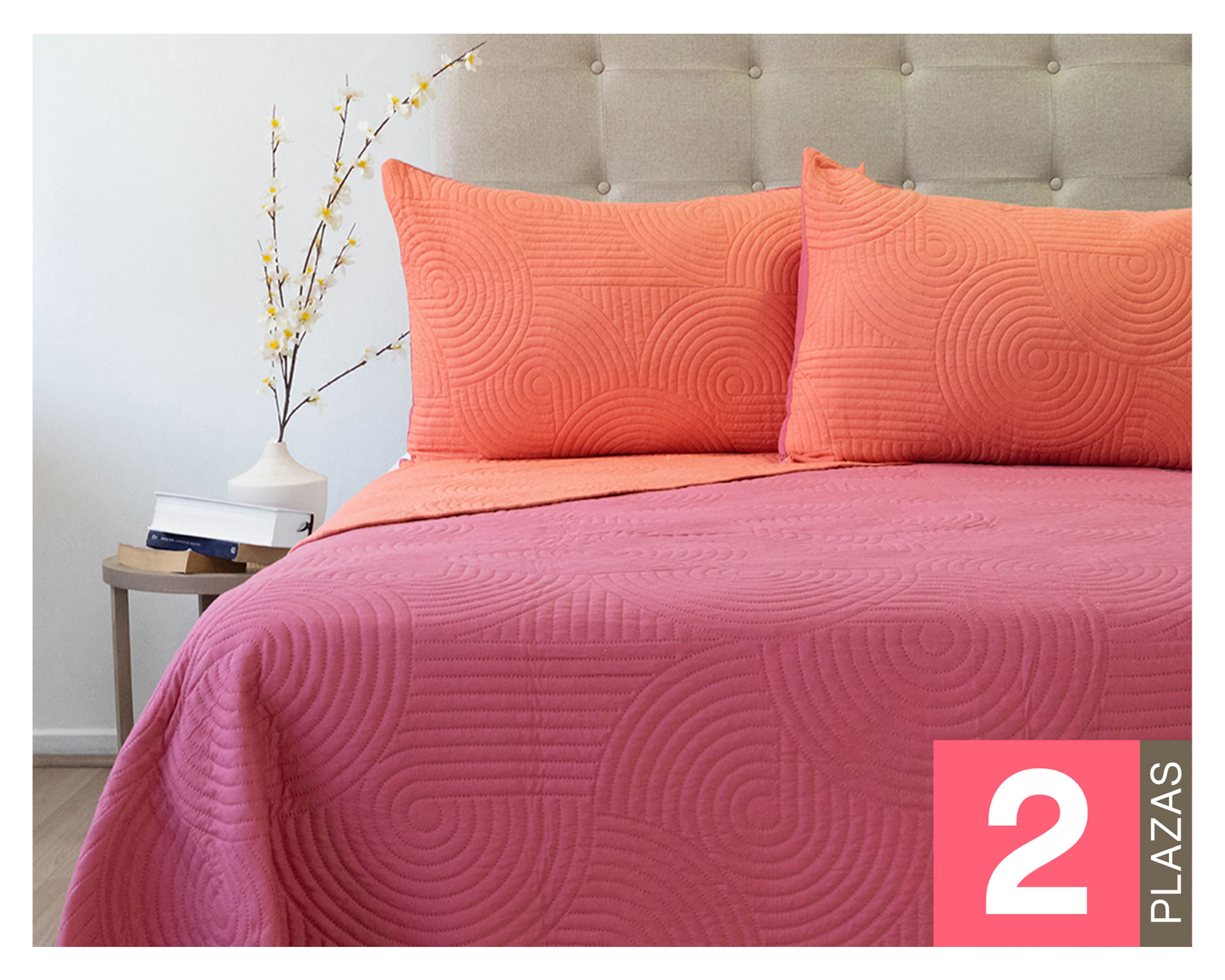 Doral Quilt Origins salmón/rosado 2 plazas