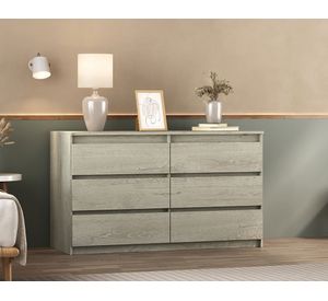 Cómoda Grecco crema rústico 6 cajones 69x120x45 cm