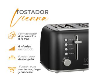 Tostador eléctrico Vienna negro 1600W