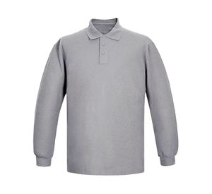 Polera pique manga larga Hombre gris claro
