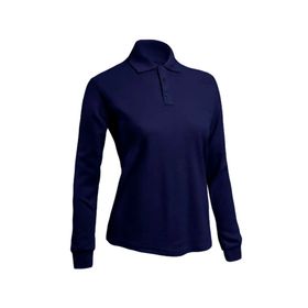 Polera pique manga larga Mujer azul