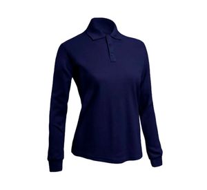Polera pique manga larga Mujer azul
