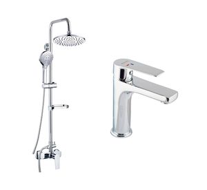 Columna ducha Malmo 130 cm + Monomando lavamanos Upsala