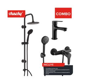 Columna ducha Sun 100 cm + Grifería ducha + Monomando lavamanos Gunnar Mb negro mate
