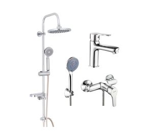 Columna ducha Compass 100 cm + Grifería ducha + Monomando lavamanos Gunnar