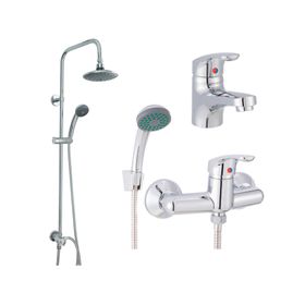 Columna ducha Basic 100 cm + Grifería ducha + Monomando lavamanos Eko