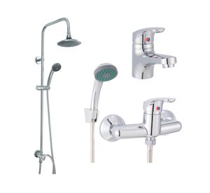 Columna ducha Basic 100 cm + Grifería ducha + Monomando lavamanos Eko