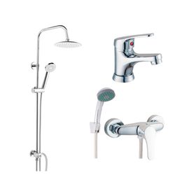 Columna ducha Canaria 100 cm + Grifería ducha + Monomando lavamanos Falun