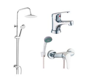 Columna ducha Canaria 100 cm + Grifería ducha + Monomando lavamanos Falun