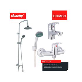 Columna ducha Basic 100 cm + Grifería ducha + Monomando lavamanos Eko