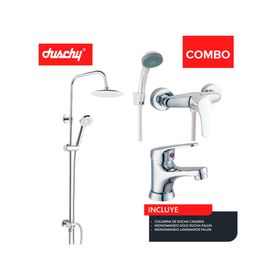 Columna ducha Canaria 100 cm + Grifería ducha + Monomando lavamanos Falun