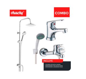 Columna ducha Canaria 100 cm + Grifería tina/ducha + Monomando lavamanos Falun