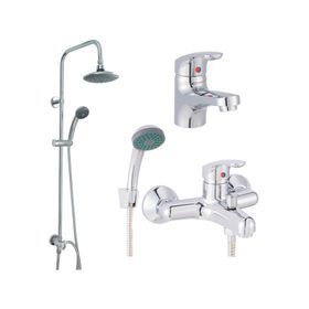 Columna ducha Basic 100 cm + Grifería tina + Monomando lavamanos Eko