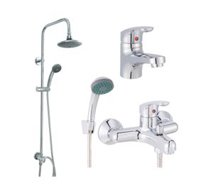 Columna ducha Basic 100 cm + Grifería tina + Monomando lavamanos Eko