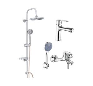 Columna ducha Compass 100 cm + Grifería tina/ducha +  Monomando lavamanos Gunnar