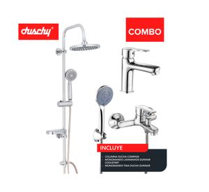 Columna ducha Compass 100 cm + Grifería tina/ducha +  Monomando lavamanos Gunnar