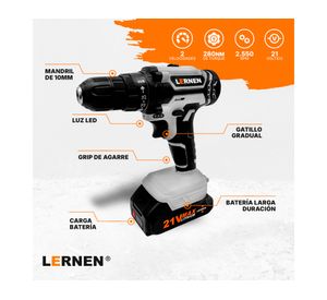 Kit taladro destornillador Inalámbrico 21V + 2 Baterías
