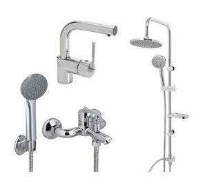 Columna 84 cm + Monomando lavamanos + Monomando tina/ducha Amalfi