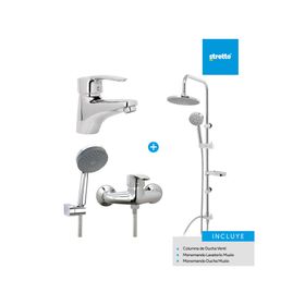 Columna 84 cm + Monomando lavamanos + Monomando ducha Muzio