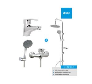 Columna 84 cm + Monomando lavamanos + Monomando ducha Muzio