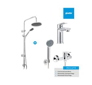 Columna 100 cm + Monomando lavamanos + Monomando ducha Priego