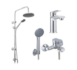 Columna 100 cm + Monomando lavamanos + Monomando tina/ducha Priego