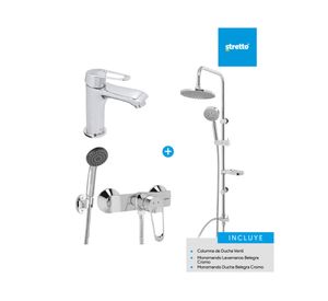 Columna 84 cm + Monomando lavamanos + Monomando ducha Belegra