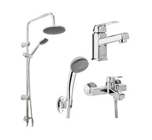 Columna 100 cm + Monomando lavamanos + Monomando tina/ducha Módena