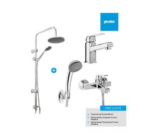 Columna 100 cm + Monomando lavamanos + Monomando tina/ducha Módena