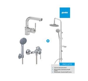 Columna 84 cm + Monomando lavamanos + Monomando ducha Amalfi