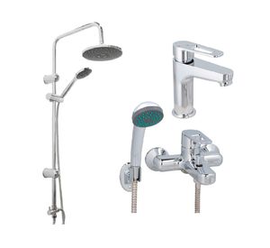 Columna 100 cm + Monomando lavamanos + Monomando tina/ducha Verona