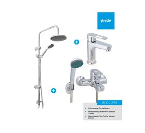 Columna 100 cm + Monomando lavamanos + Monomando tina/ducha Verona