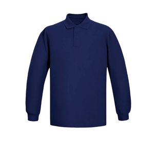 Polera pique manga larga Hombre azul