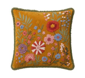 Cojín bordado borde algodón 50x50 cm