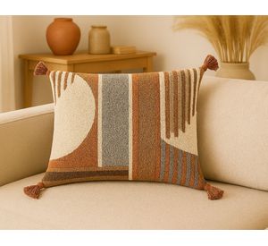 Cojín bordado tierra algodón 50x50 cm