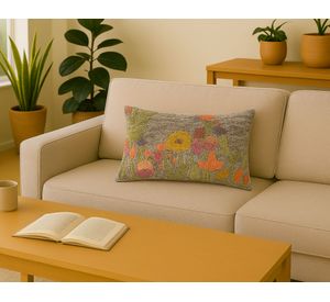 Cojín tufted flores D2 algodón/PET 30x50 cm