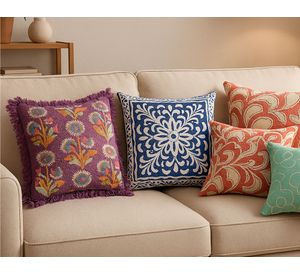 Cojín bordado chasquilla D1 algodón 45x45 cm