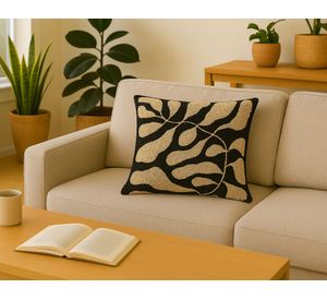 Cojín Bordado 50x50 cm blanco/negro