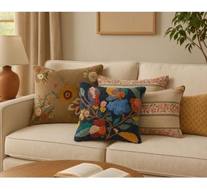 Cojín tufted flores D1 algodón/PET 45x45 cm