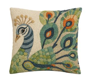 Cojín bordado animal D2 lana/algodón 50x50 cm