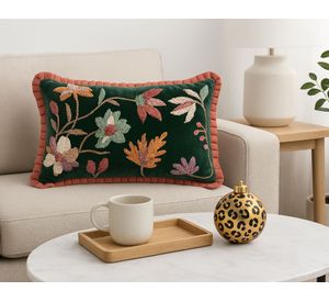 Cojín bordado borde algodón 33x53 cm