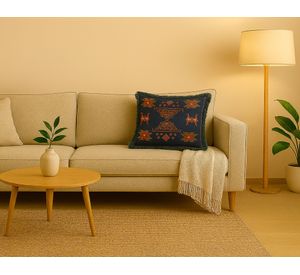 Cojín bordado impreso flameado viscosa 35x50 cm