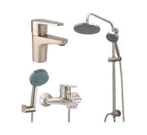 Columna 84 cm + Monomando lavamanos + monomando tina/ducha Dessin níquel