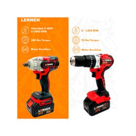 Pack Brushless Taladro + Llave impacto + bolso + accesorios